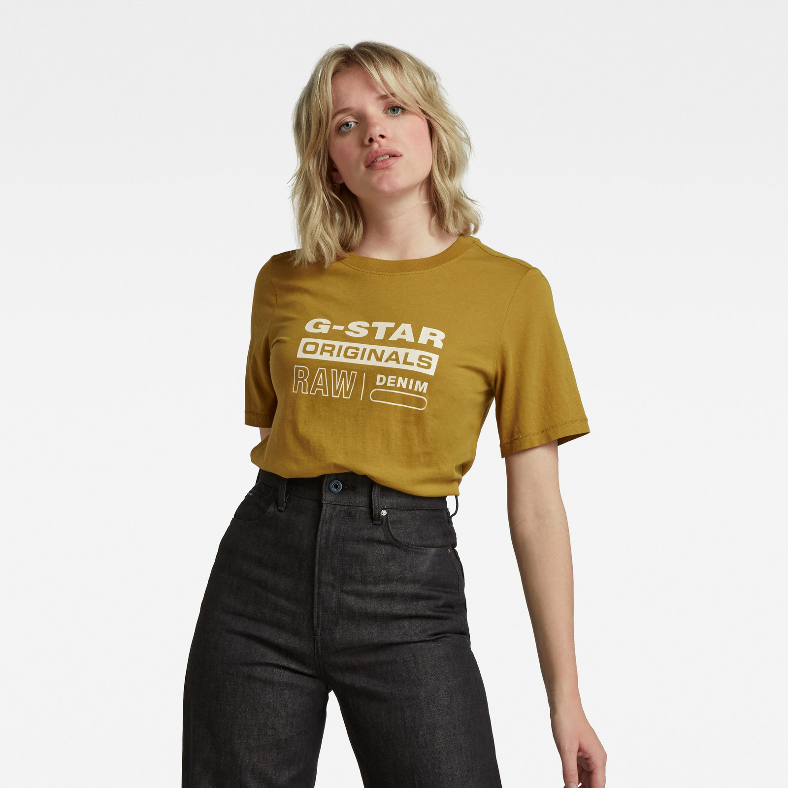 G-STAR Tričko - Originals label regular fit tee žlté