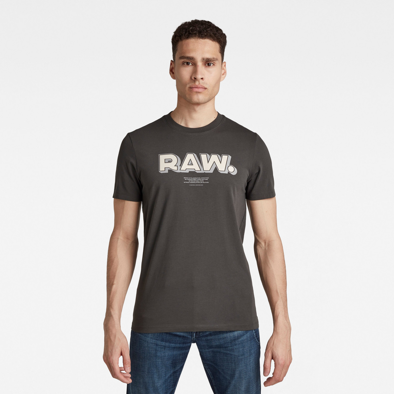 G-STAR Tričko - RAW. slim r t sivé