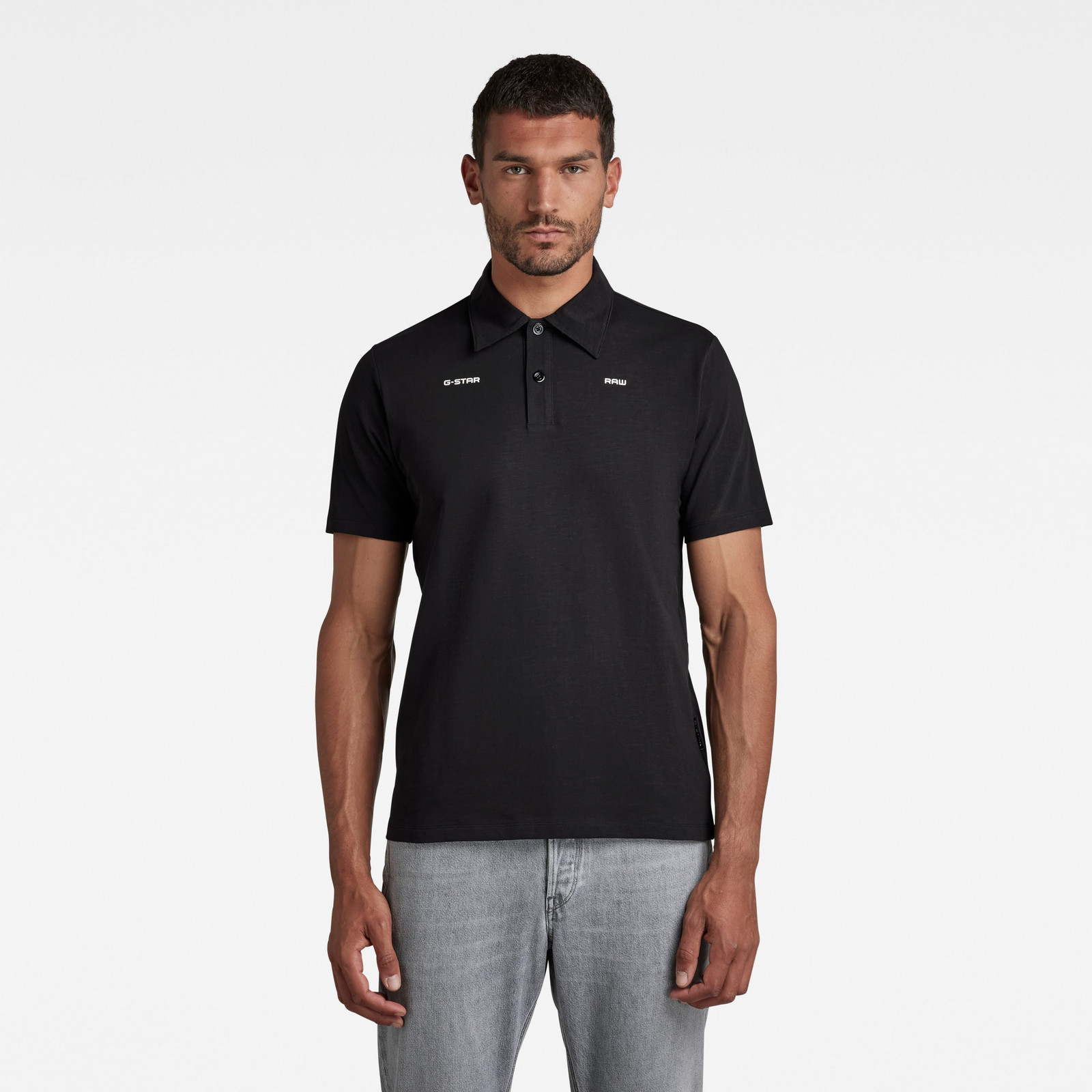 G-STAR Polo tričko - Logo slub polo s\s čierne