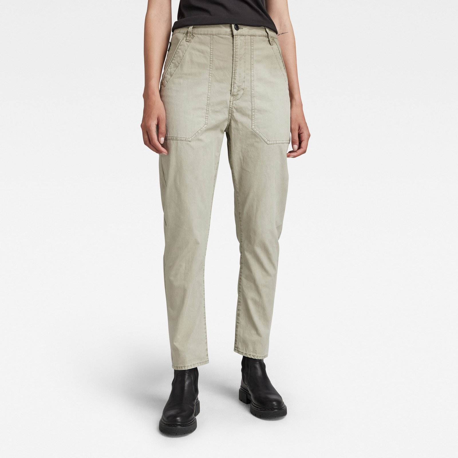 G-STAR Nohavice - 3D fatigue boyfriend pant zelené