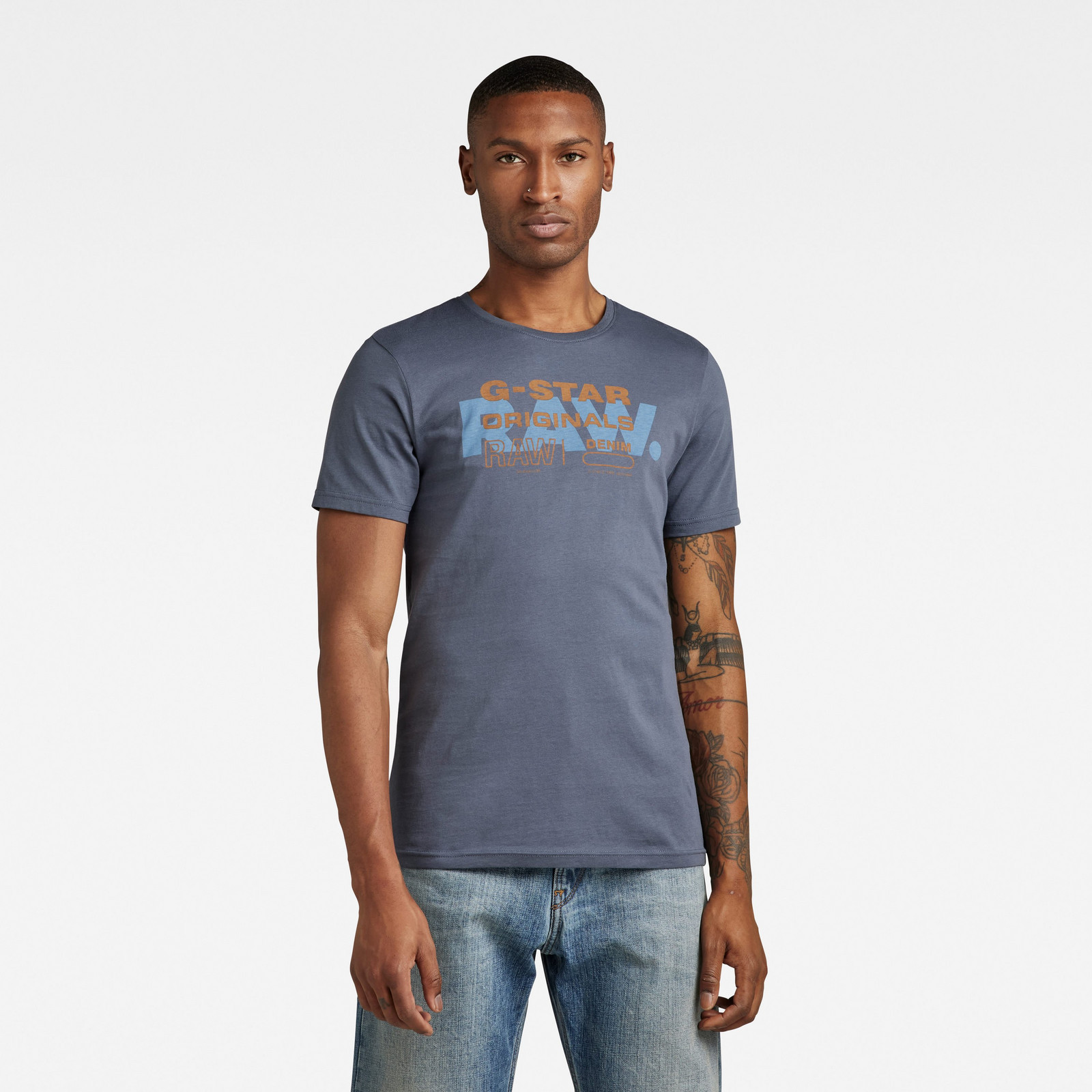 G-STAR Tričko - RAW originals slim r t modré