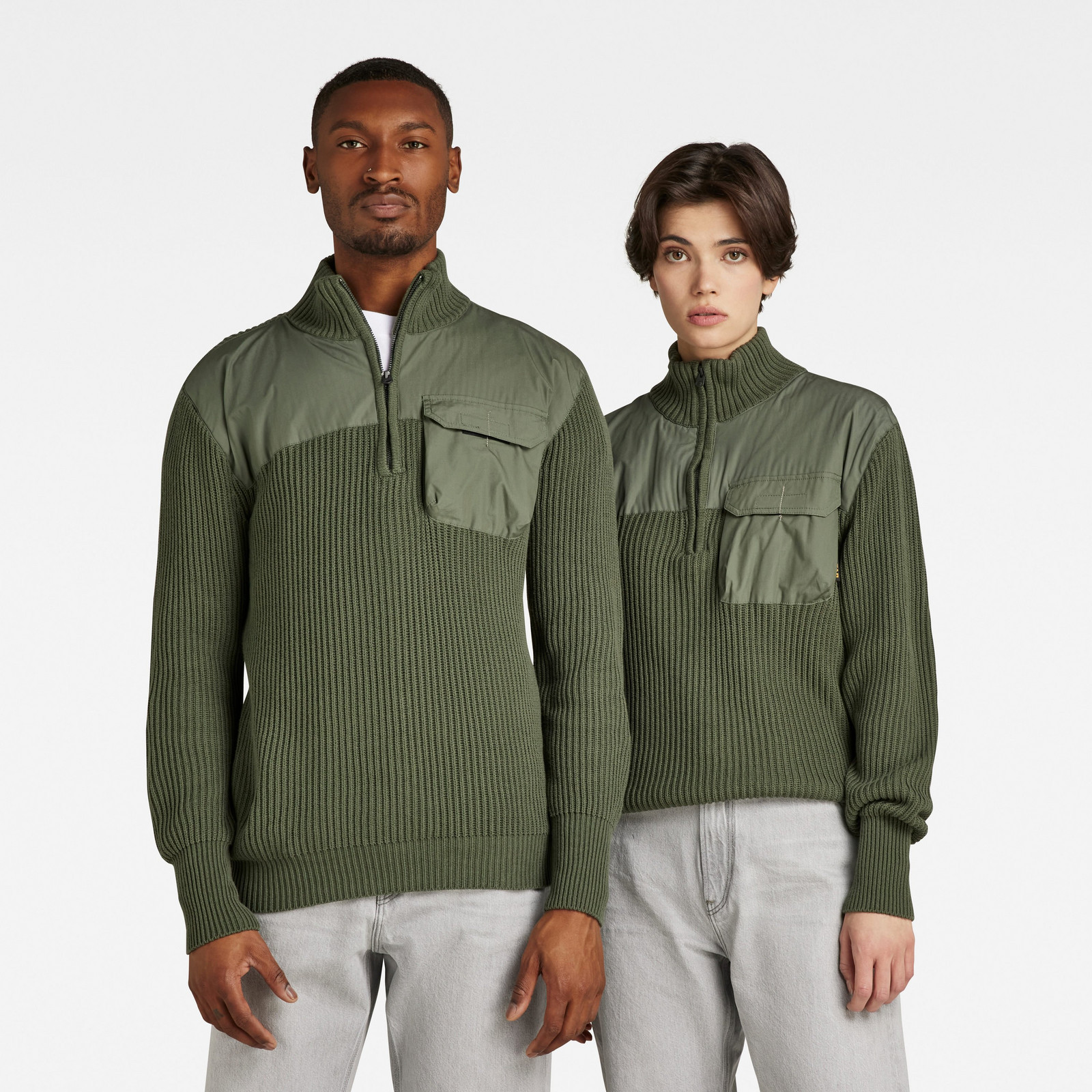 G-STAR Sveter - Army half zip knit zelený