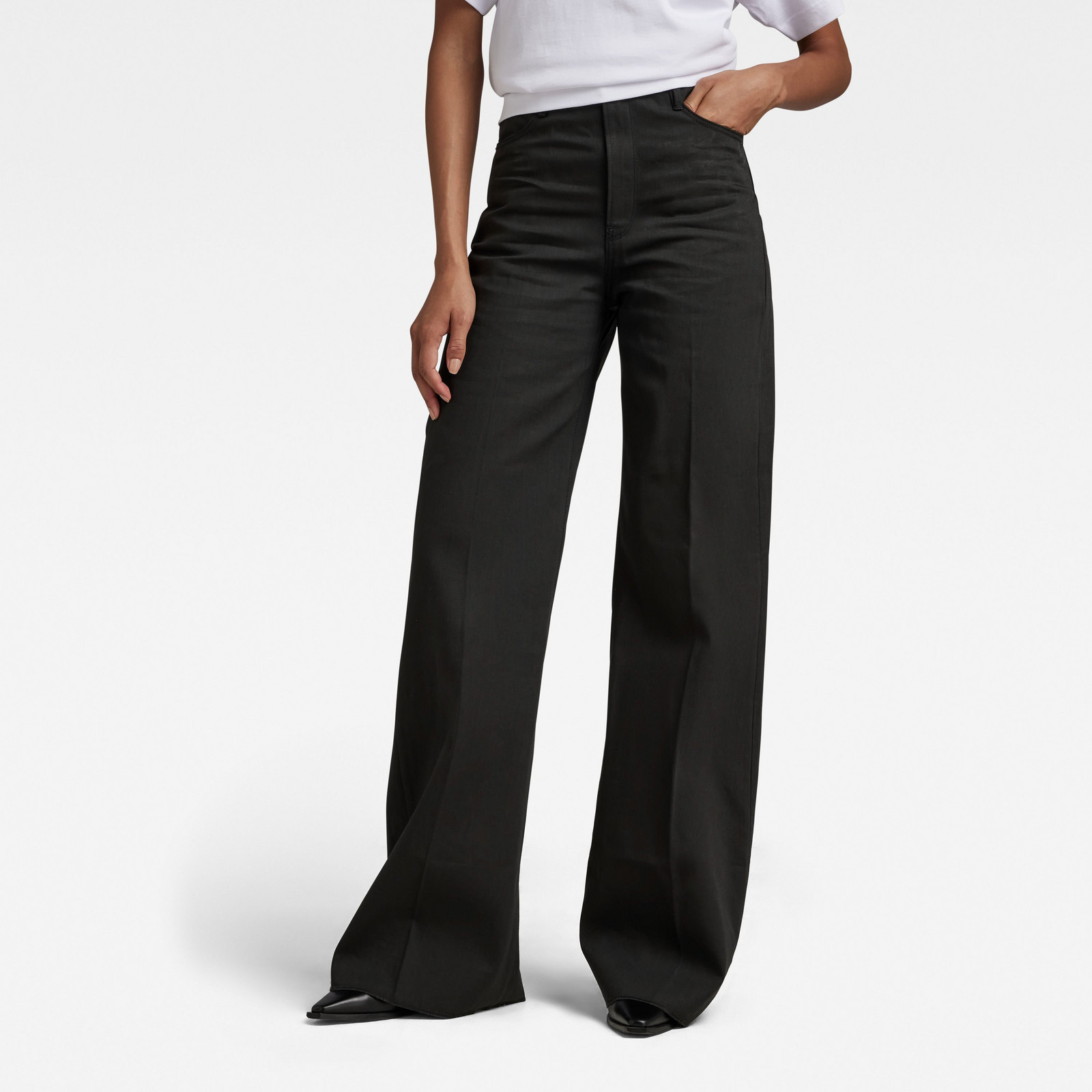 G-STAR Rifle - Deck Ultra High Wide Leg wmn modré