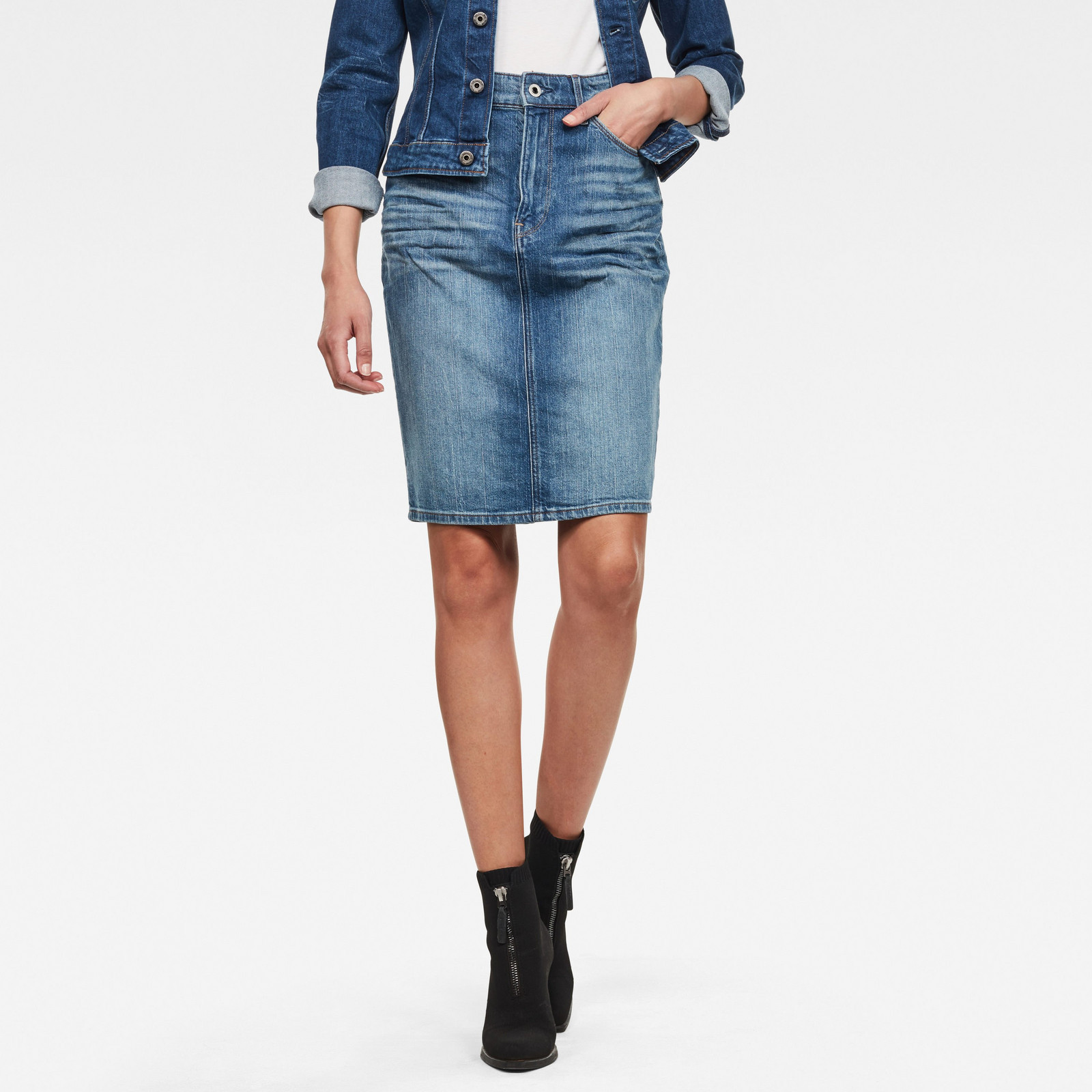 G-STAR Sukňa - 3301 Pencil Skirt modrá