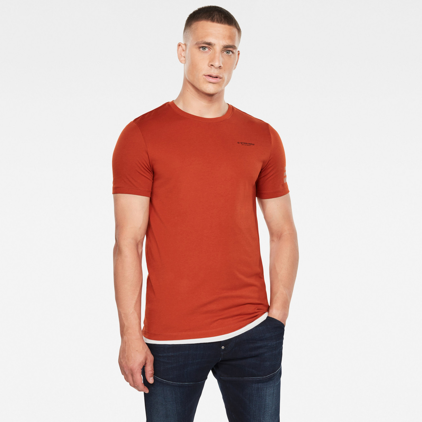 G-STAR Tričko - Text gr slim r t s\s oranžové