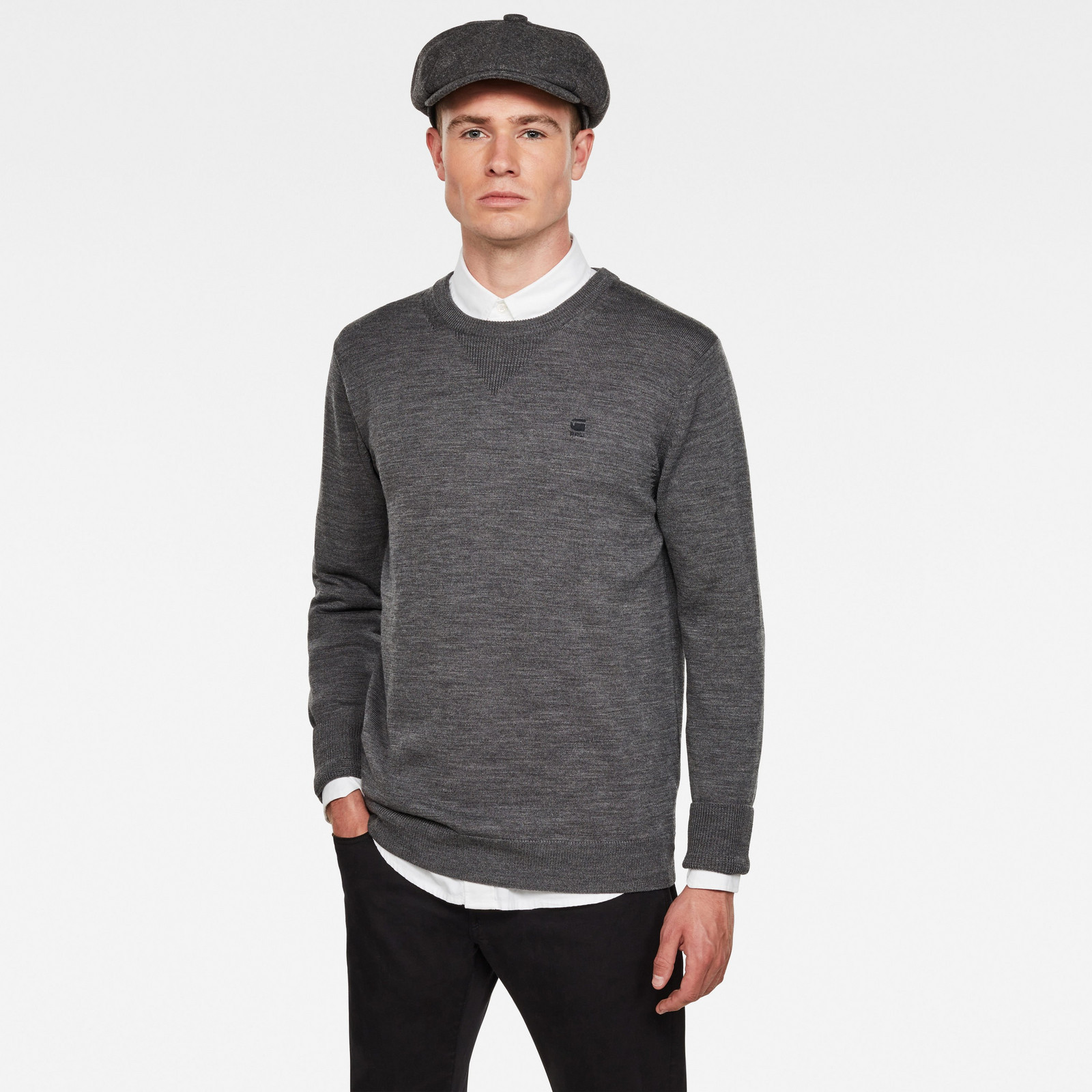 G-STAR Sveter - Premium Basic Knit r l\s šedý