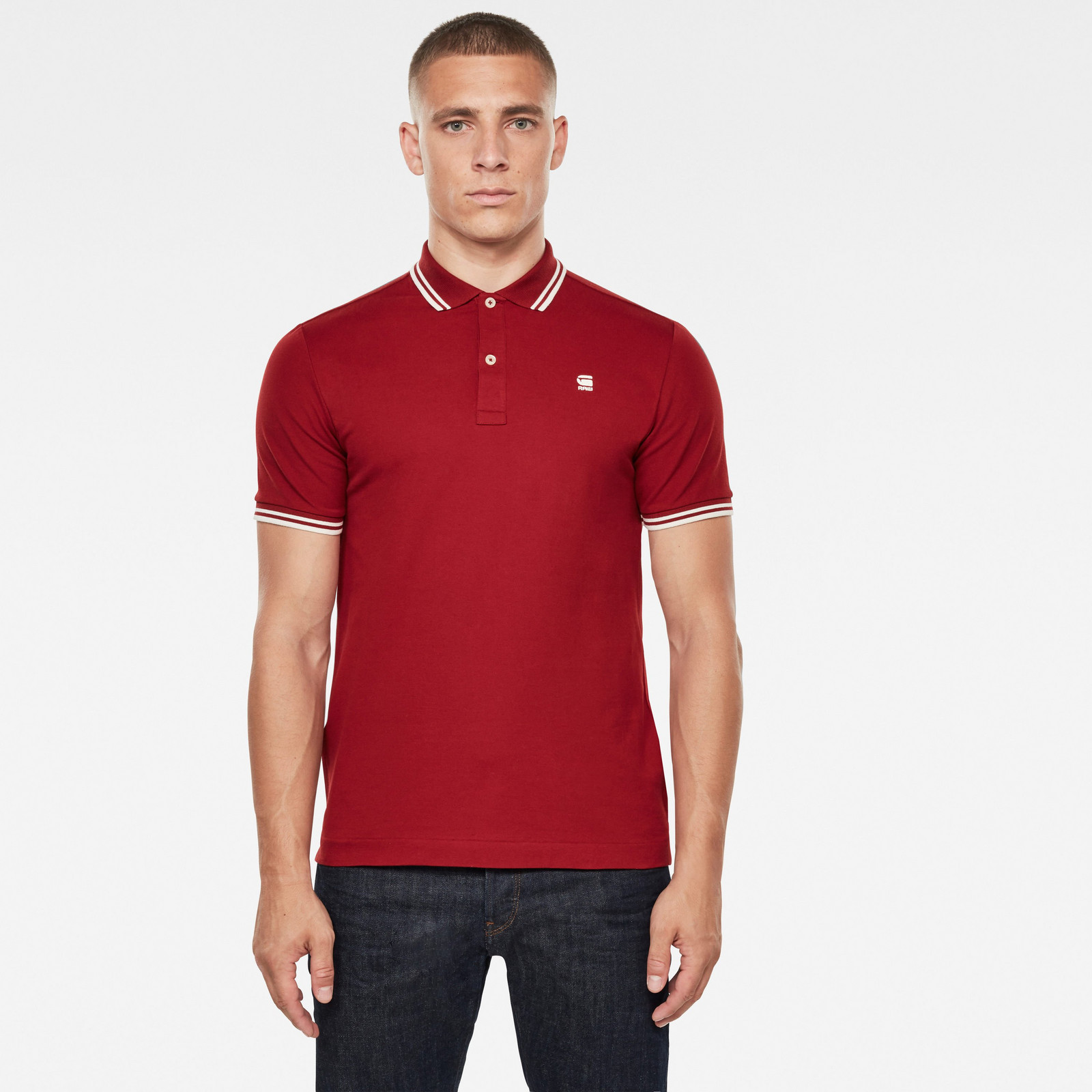 G-STAR Polo tričko - Dunda slim stripe polo s\s červené