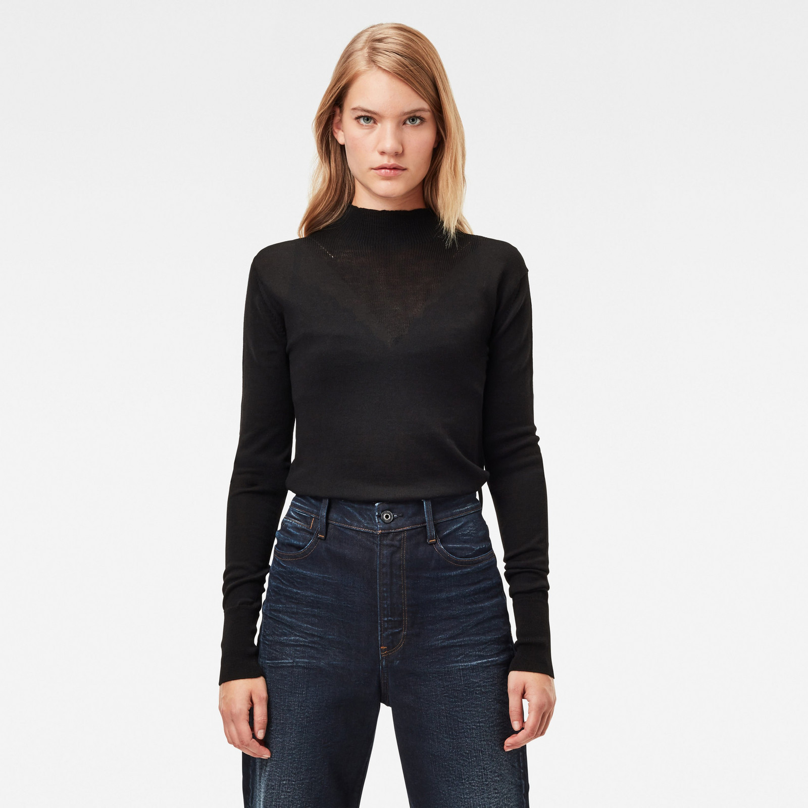 G-STAR Sveter - Stokyr turtle slim knit wmn l\s čierny