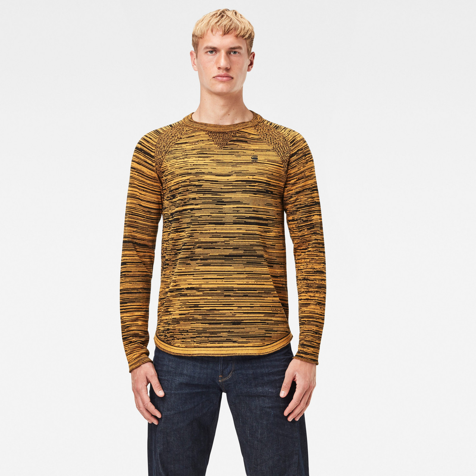 G-STAR Sveter - Core solli straight r knit l\s žlto-čierny
