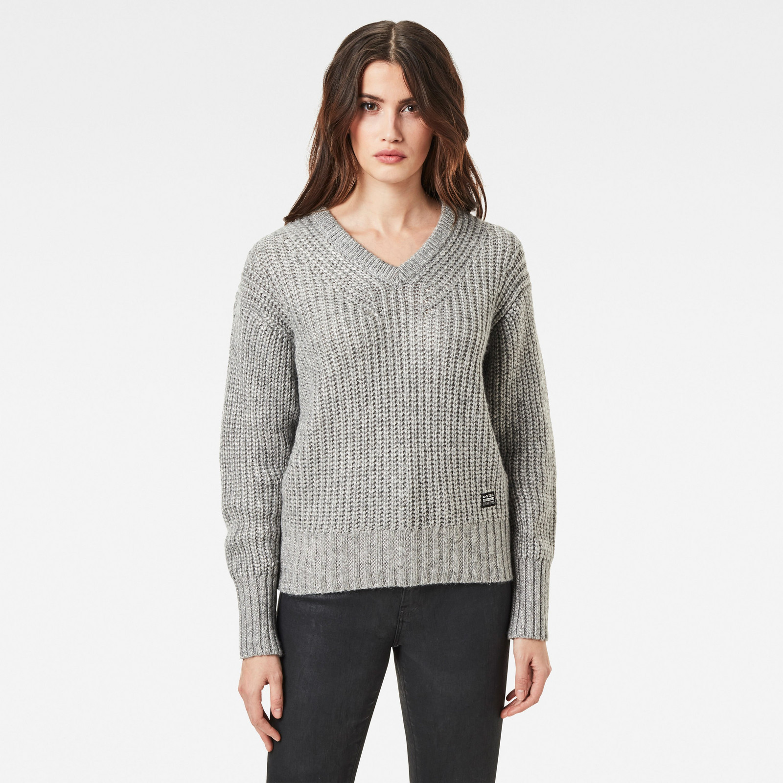 G-STAR Sveter - Villarn loose v knit wmn l\s šedý