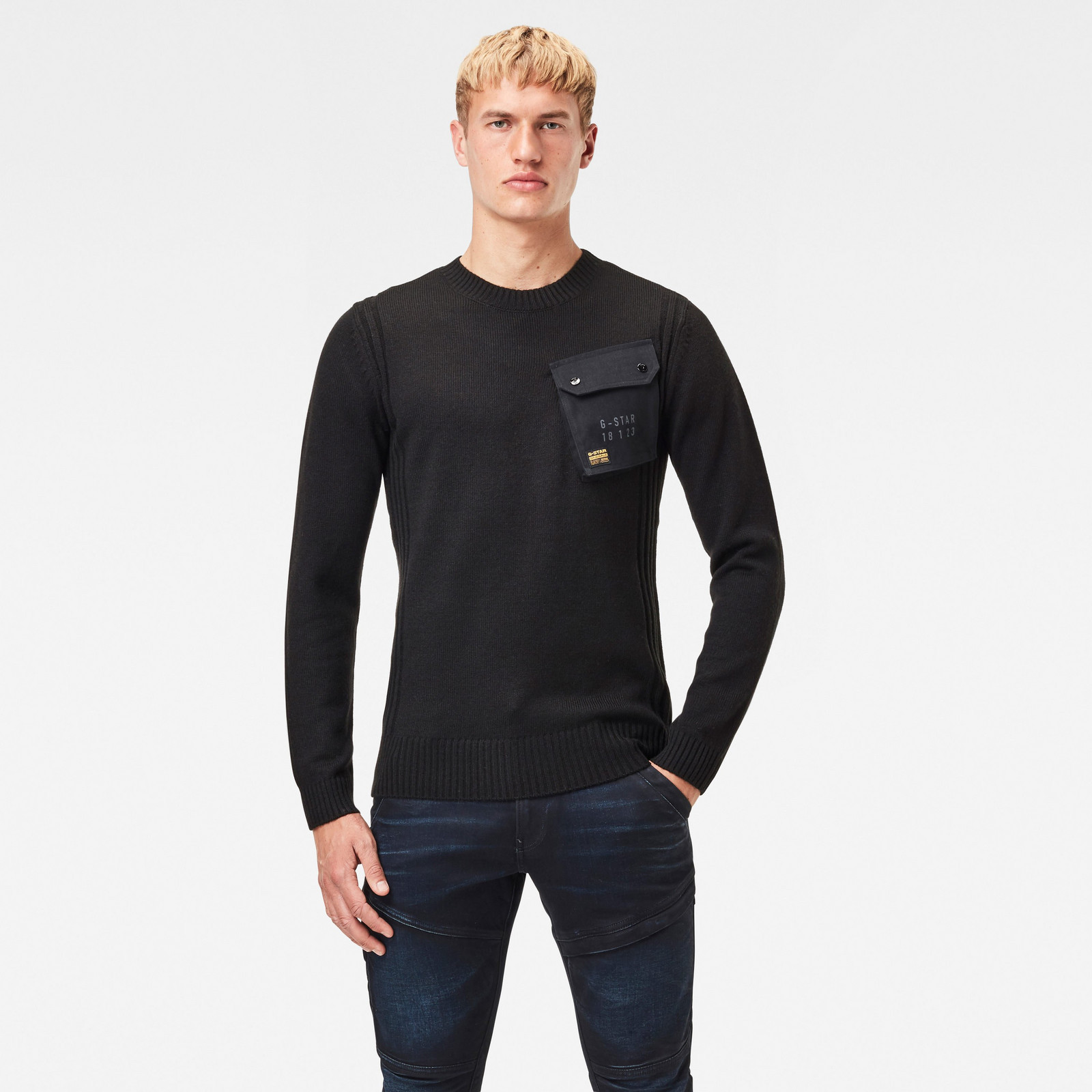 G-STAR Sveter - Army pkt r knit  l\s čierny