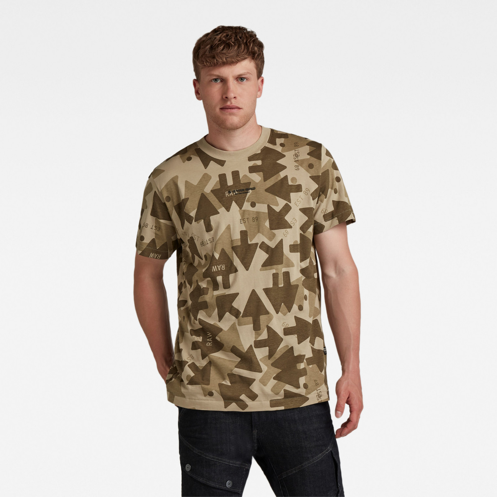 G-STAR Tričko - Arrow camo loose r t béžové