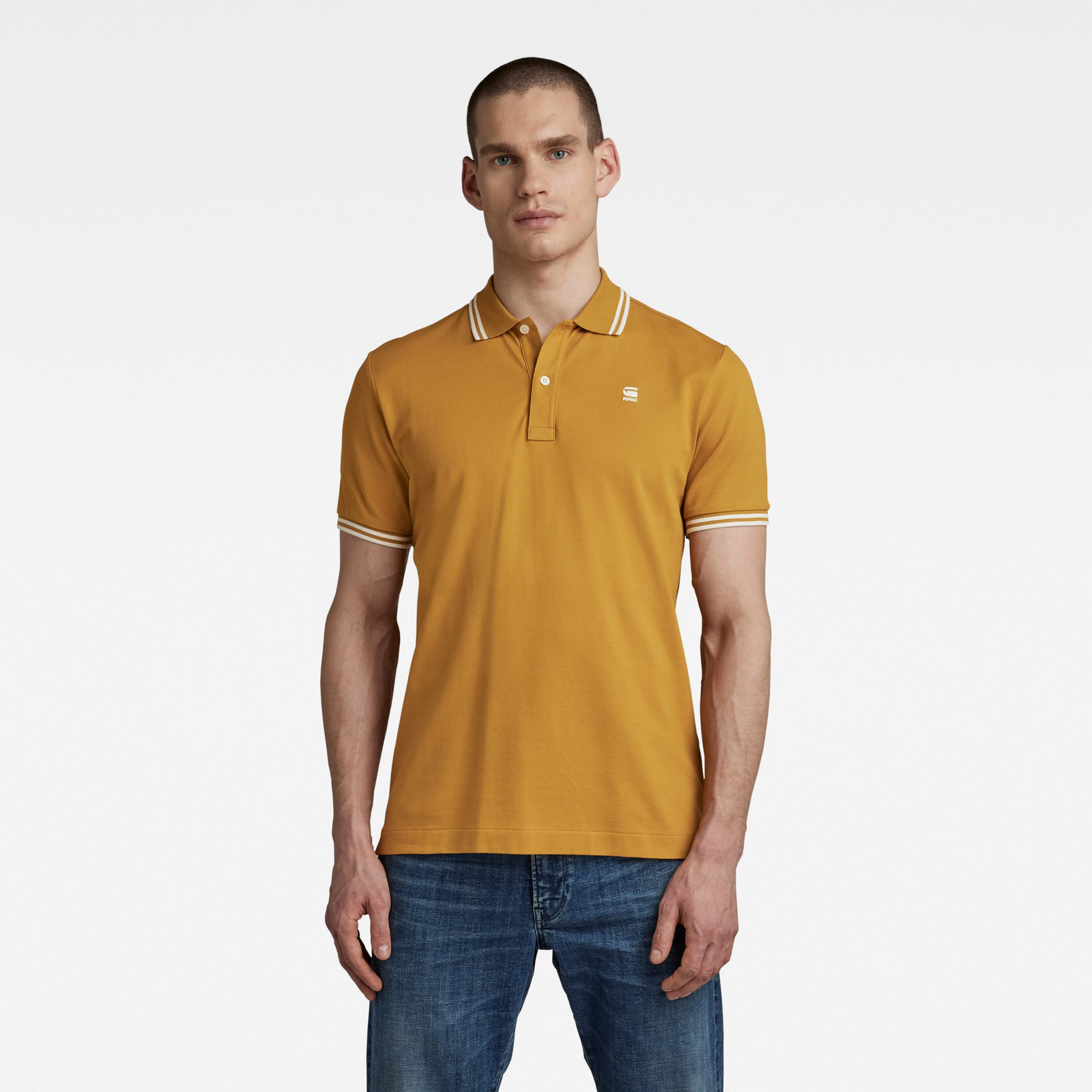 G-STAR Polo tričko - Dunda slim stripe polo s\s žlté