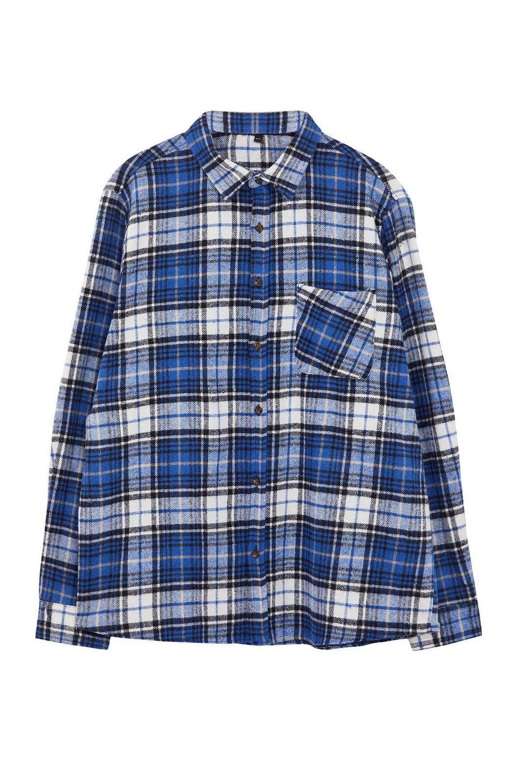 Trendyol Blue Regular Fit Winter Checkered Plaid Lumberjack Plus Size Shirt
