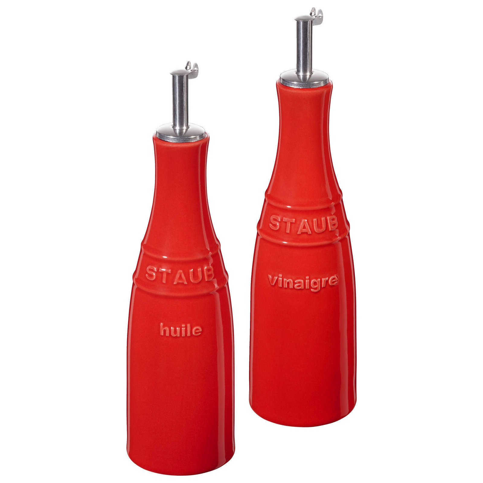 Dávkovač oleja 250 ml, sada 2 ks, červený, keramika, Staub