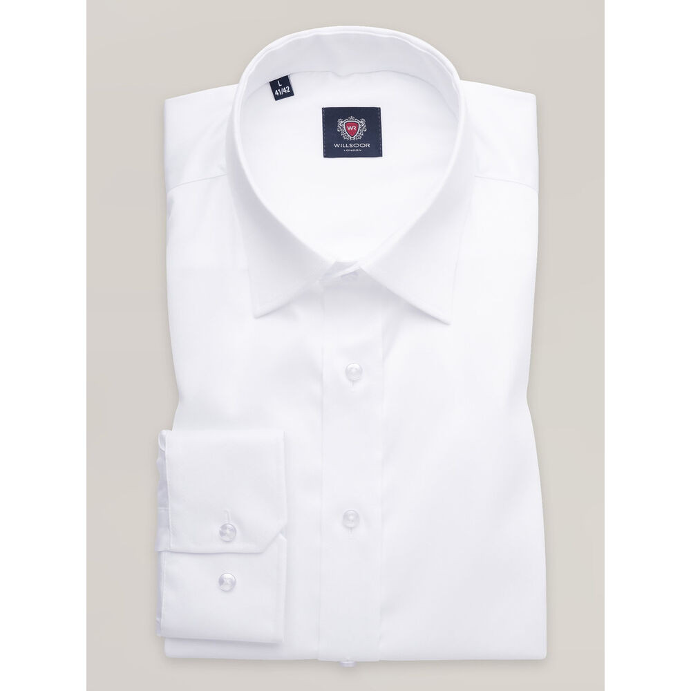 Pánska biela hladká košeľa v strihu slim fit 17454