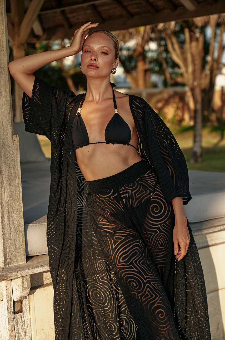 Plážový odev Praia Beachwear Mykonos čierna farba, MYKONOS