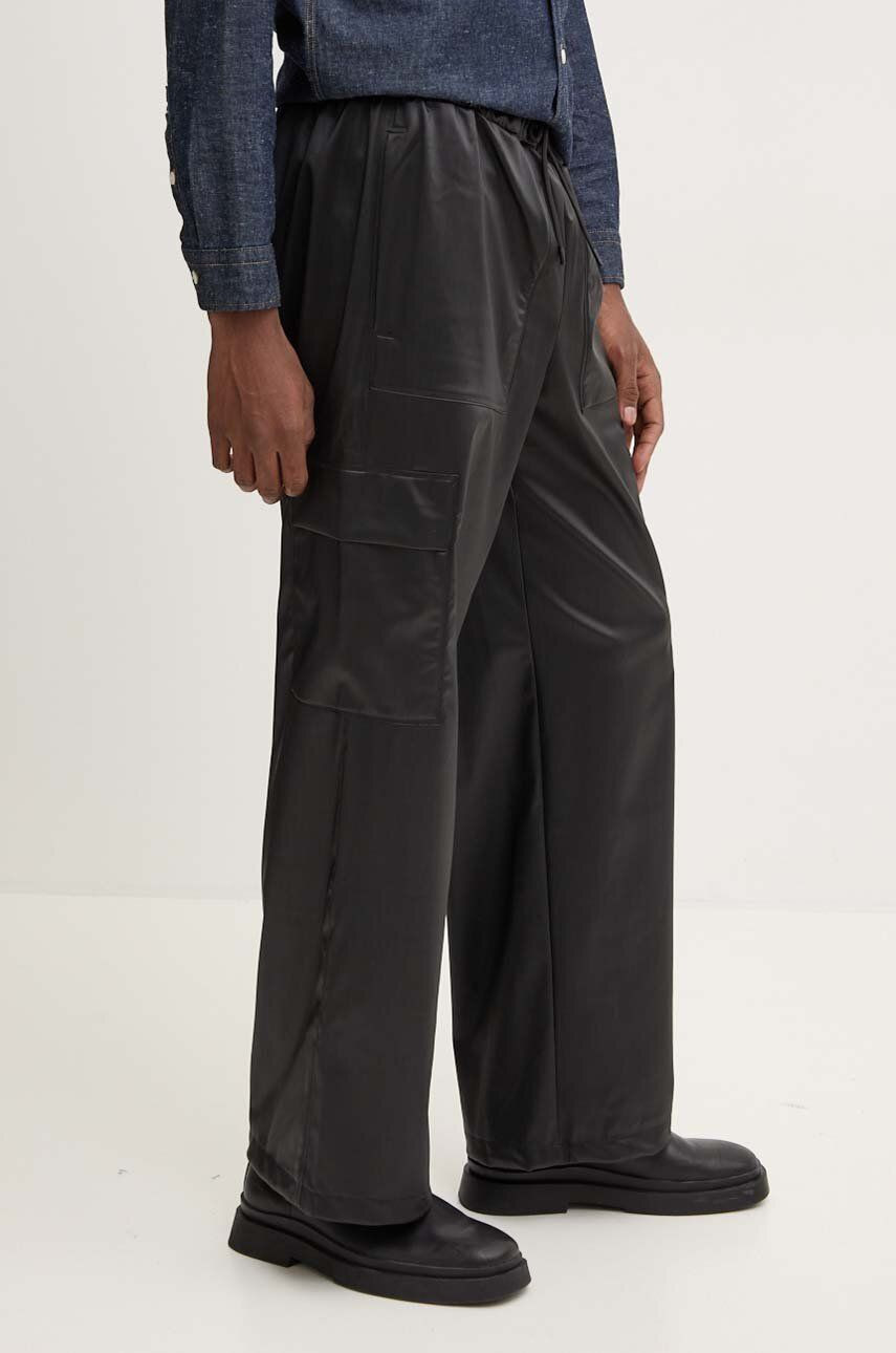 Nohavice Rains Cargo Rain Pants Wide W3 čierna farba, široké, vysoký pás, 18990-84