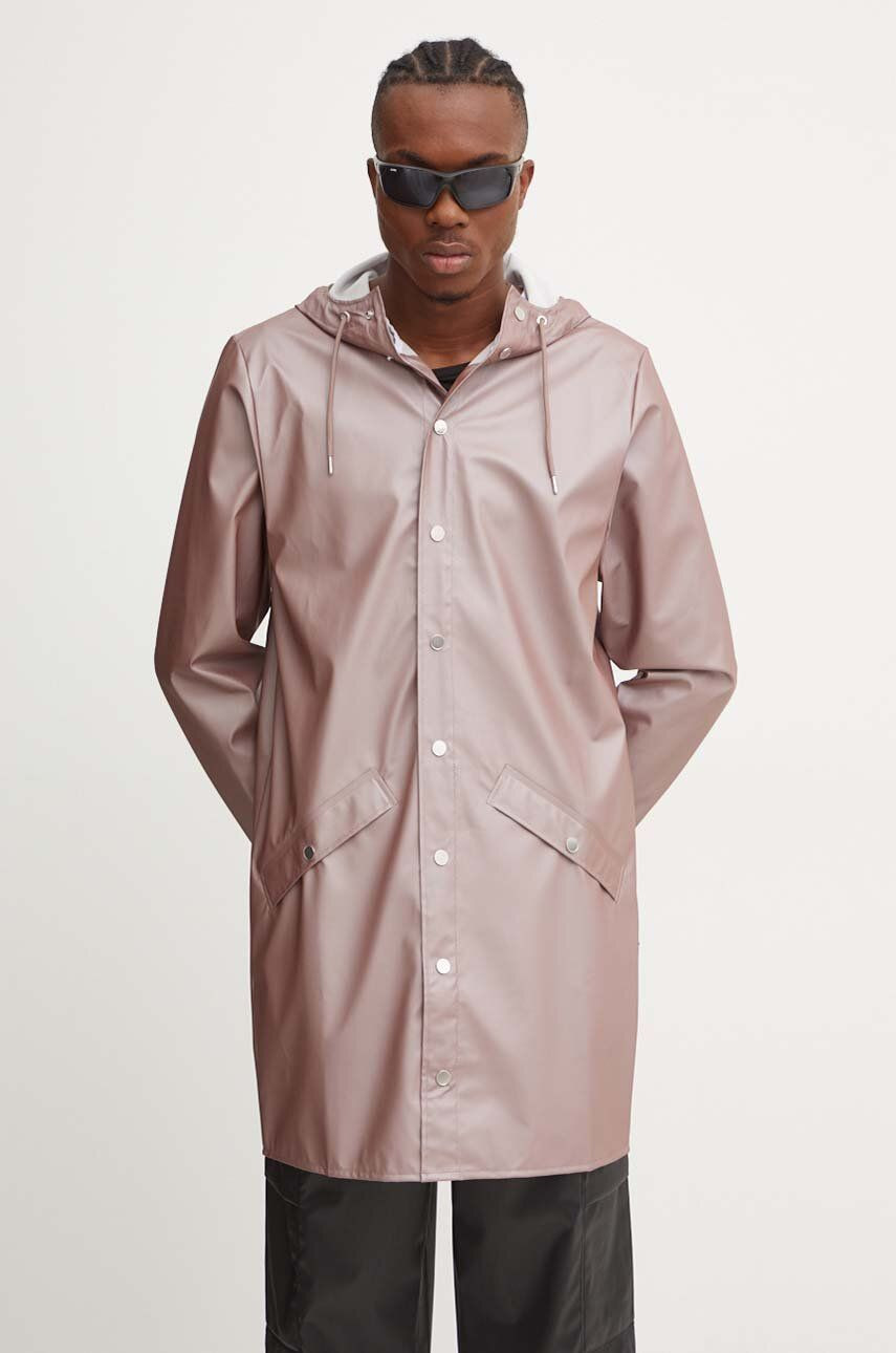 Nepremokavá bunda Rains Long Jacket W3 fialová farba, prechodná, 12020-37