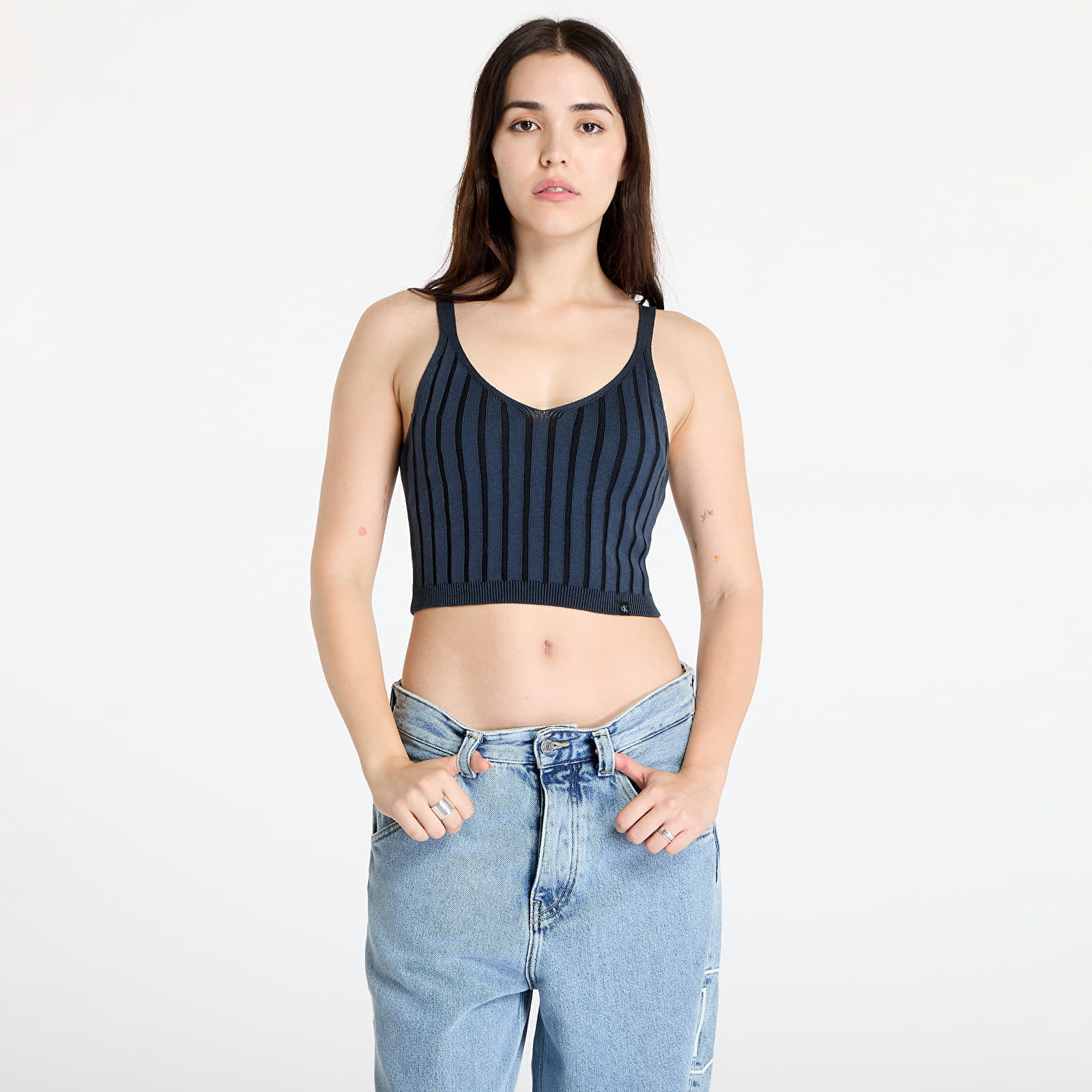Top Calvin Klein Jeans Plated Sweater Bralette Blue XS