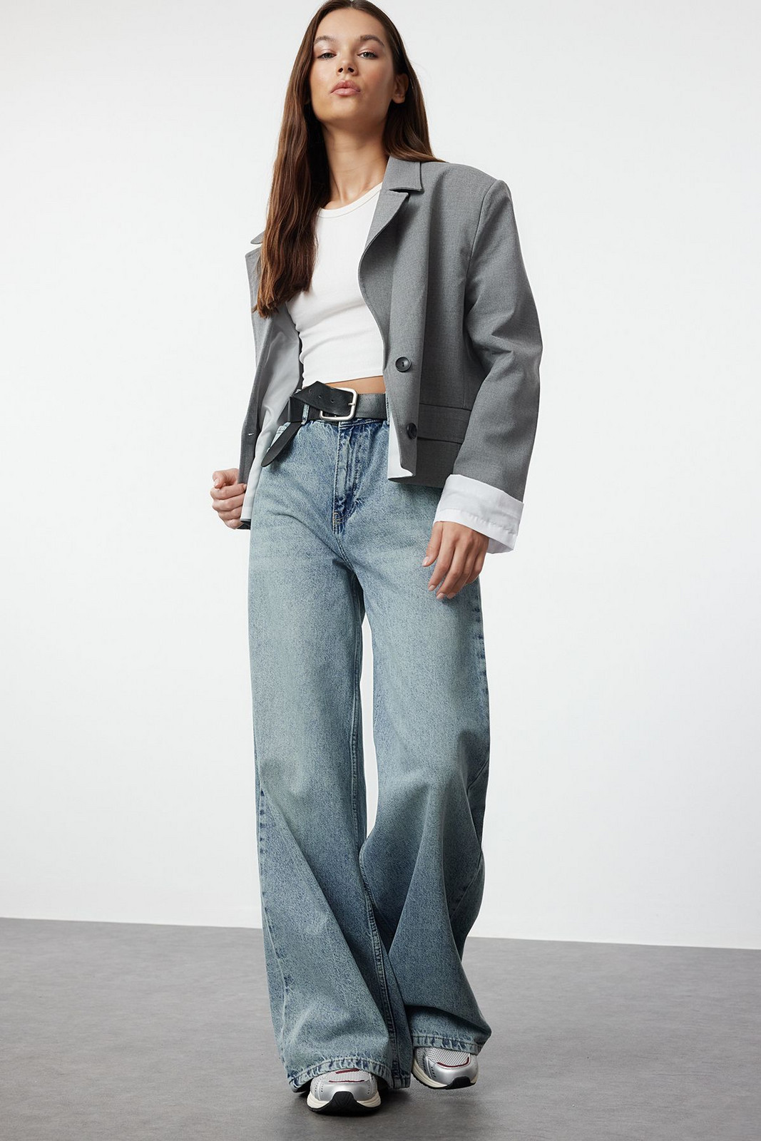 Trendyol Blue Normal Waist Loose Wide Leg Jeans