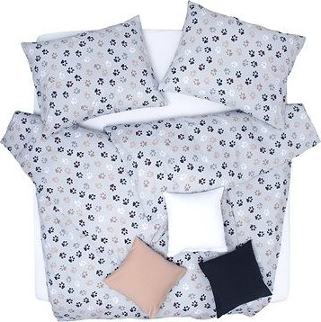 SCANquilt obliečky KLASIK labky sivohnedá 140 × 200/70 × 90 cm