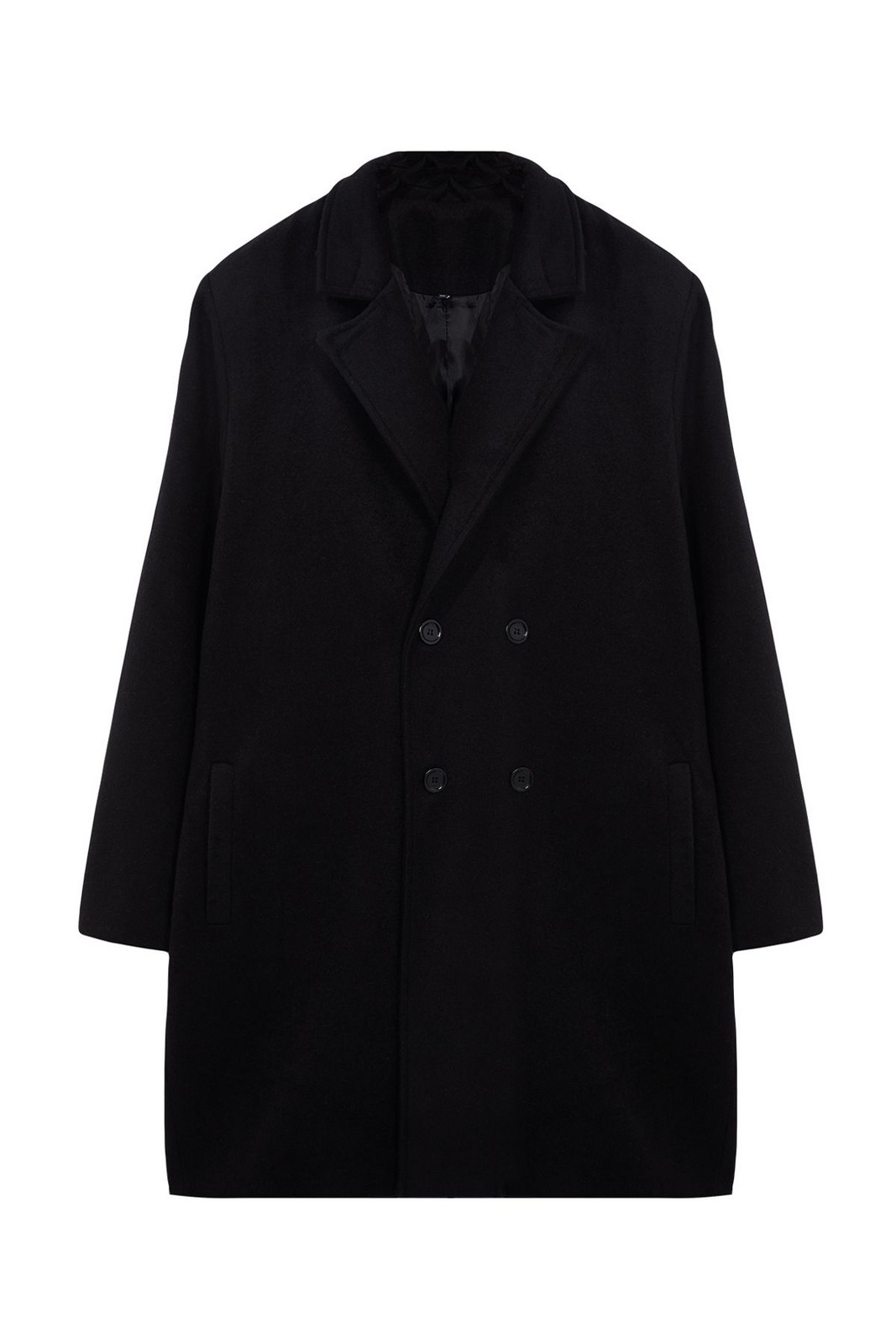 Trendyol Black Men's Regular Fit Tie Belted Winter Stash Plus Size Coat