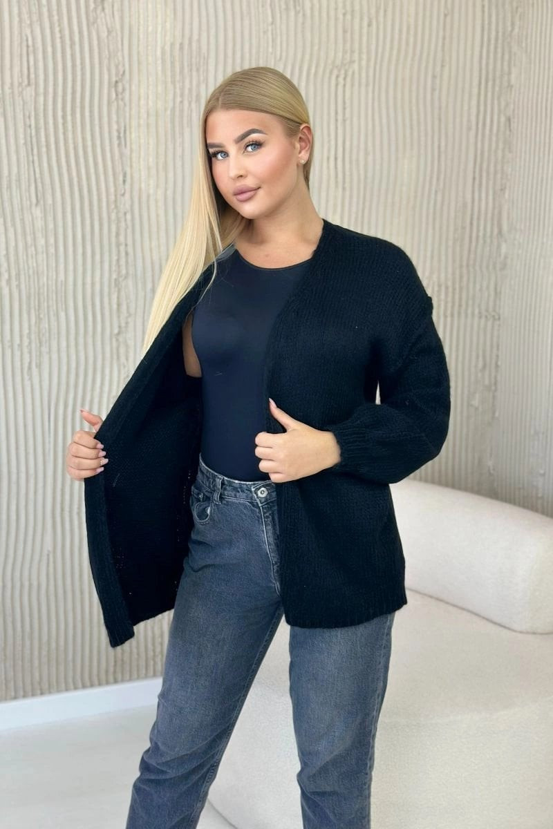 Black sweater with mohair fastening