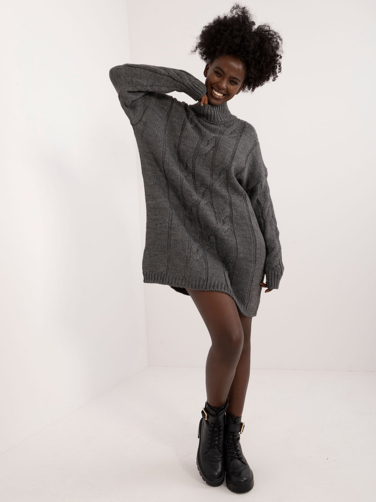 Dark gray women's knitted dress