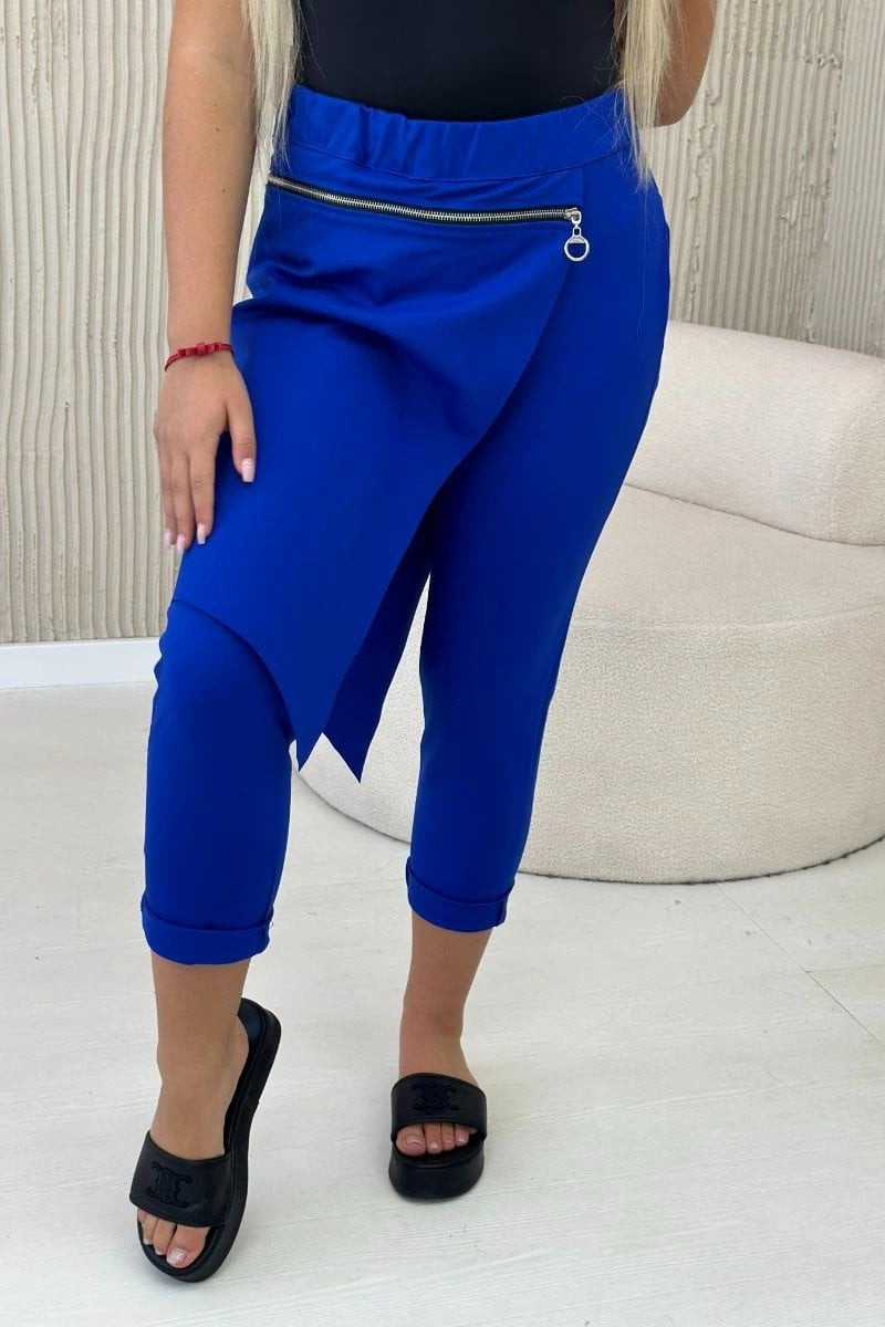 Punto Milano winter pants with decorative zip cornflower blue