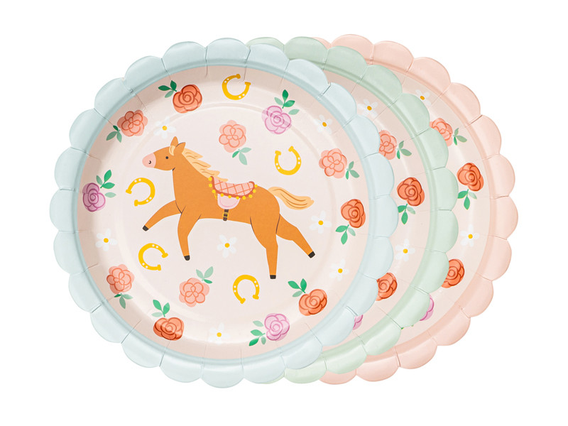PartyDeco Taniere s potlačou koníky 18 cm, 6 ks