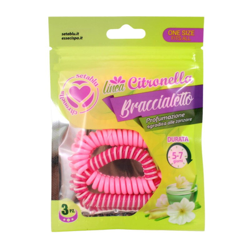 ZigZag Citronella repelentný náramok na ochranu proti hmyzu - 3 ks /-ružový