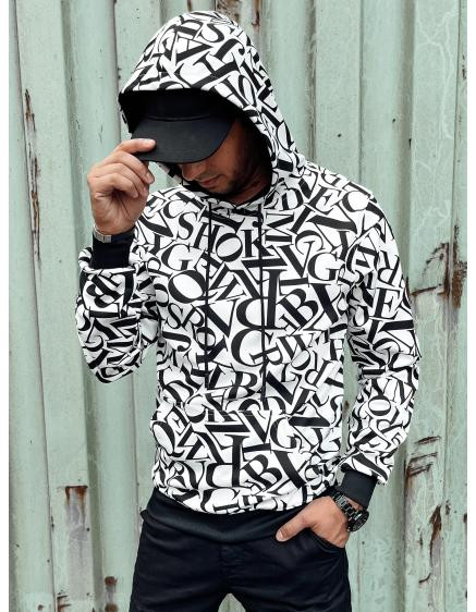 Pánska mikina s kapucňou PRINT I biela