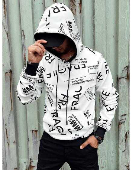 Pánska mikina s kapucňou PRINT II biela