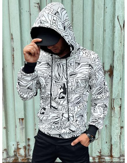 Pánska mikina s kapucňou PRINT IV biela