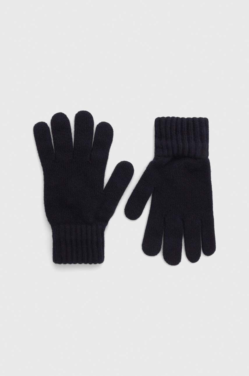 Vlnené rukavice Barbour tmavomodrá farba