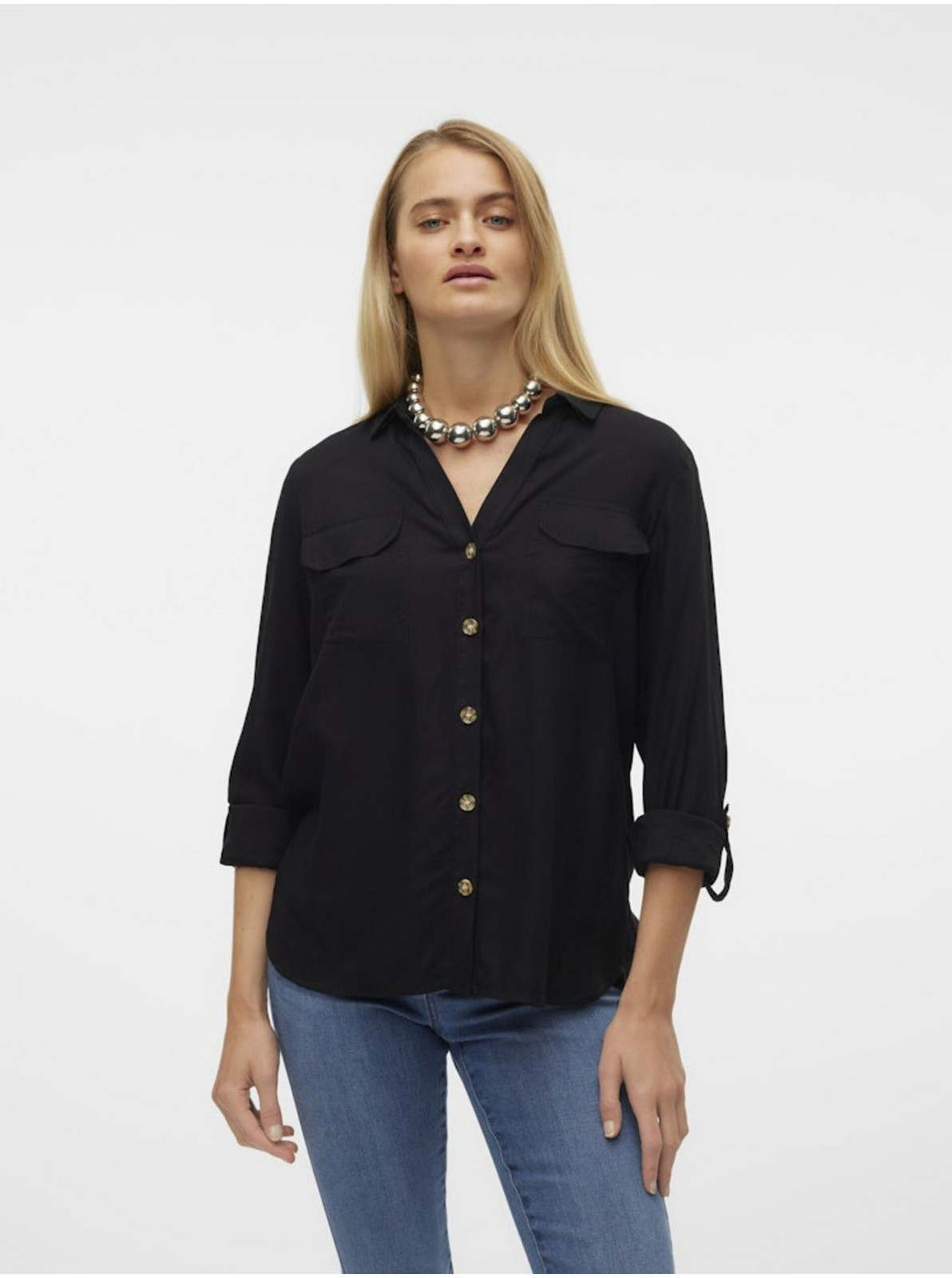 Čierna dámska blúzka Vero Moda Bumpy