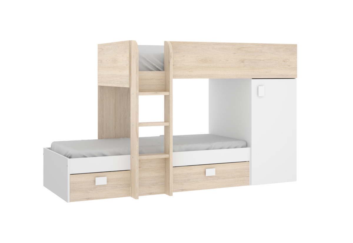 Expedo Detská poschodová posteľ MOVEN, 90x190, prírodná/biela
