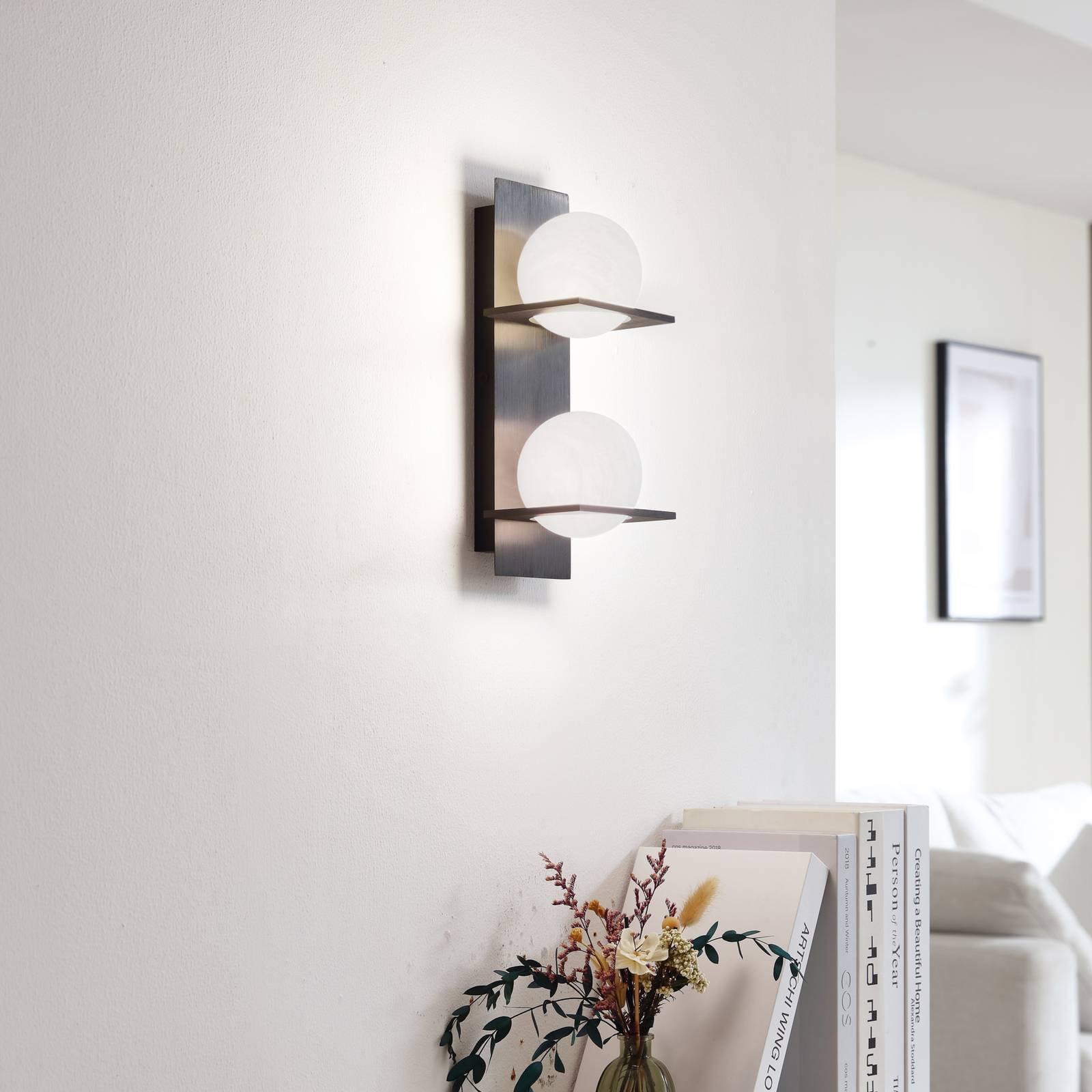 Nástenné svietidlo Lucande Kulka, 2 svetlá, sklenené gule