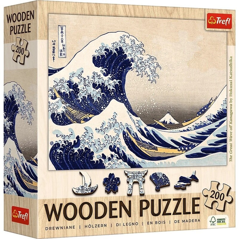 Trefl Drevené puzzle Hokusai Katsushika: Veľká vlna pri Kanagawe 200 Art Collection Trefl