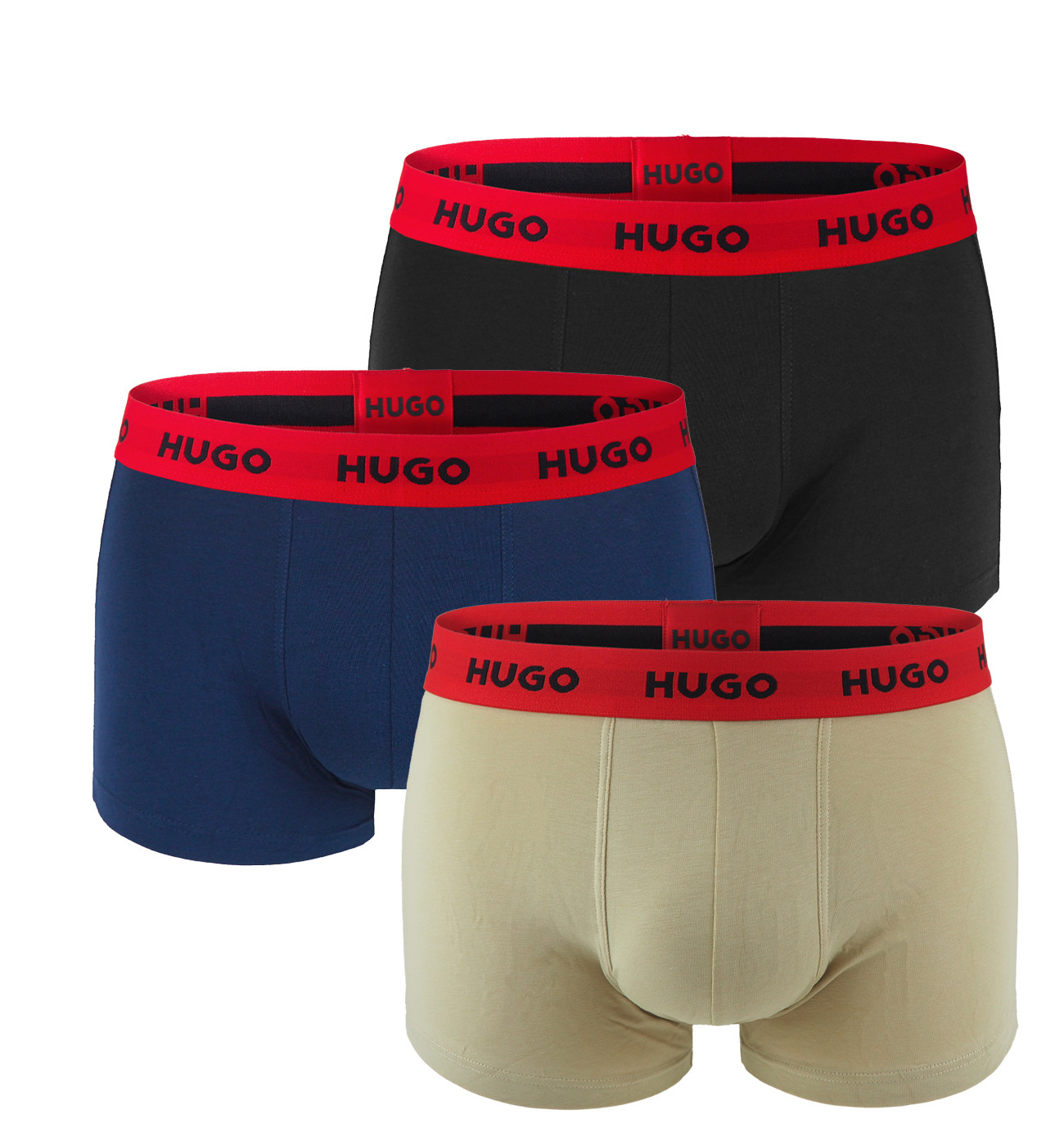 HUGO - boxerky 3PACK cotton stretch modern dark & beige color combo - limitovaná fashion edícia (HUGO BOSS)