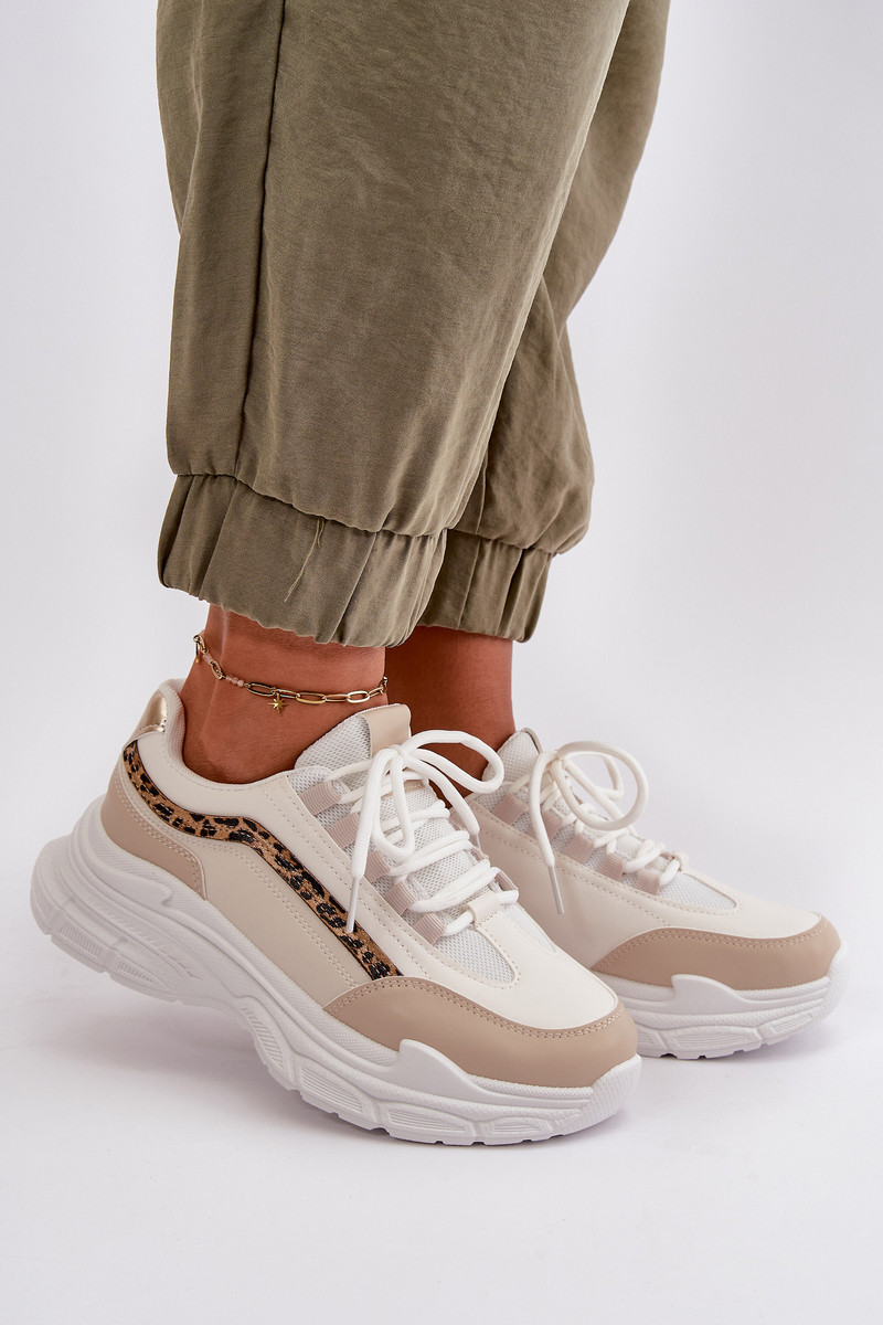 Leopardie dámske šnurovacie tenisky na výraznej platforme - 36