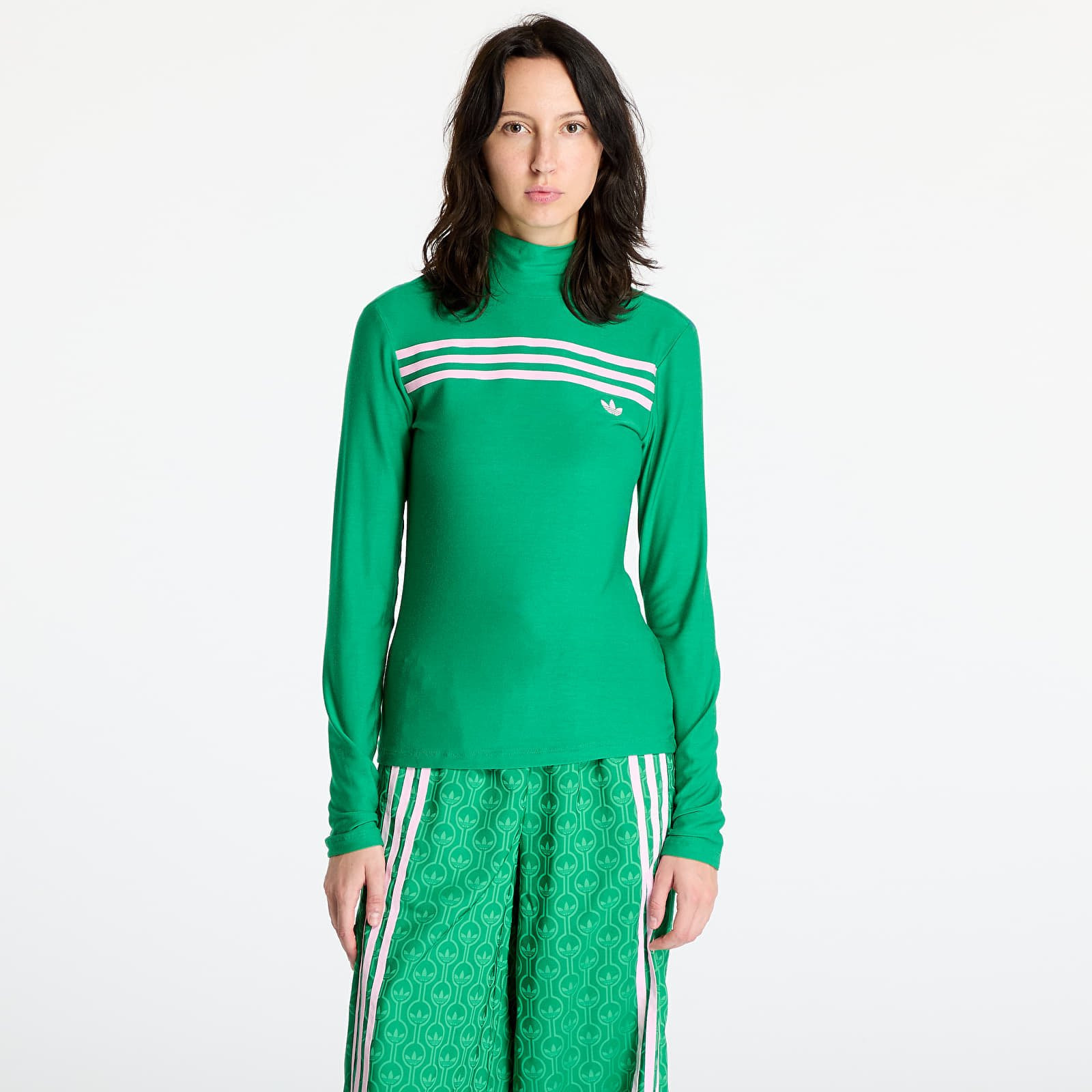 Tričko adidas Longsleeve 3-Stripe Tee Green XS