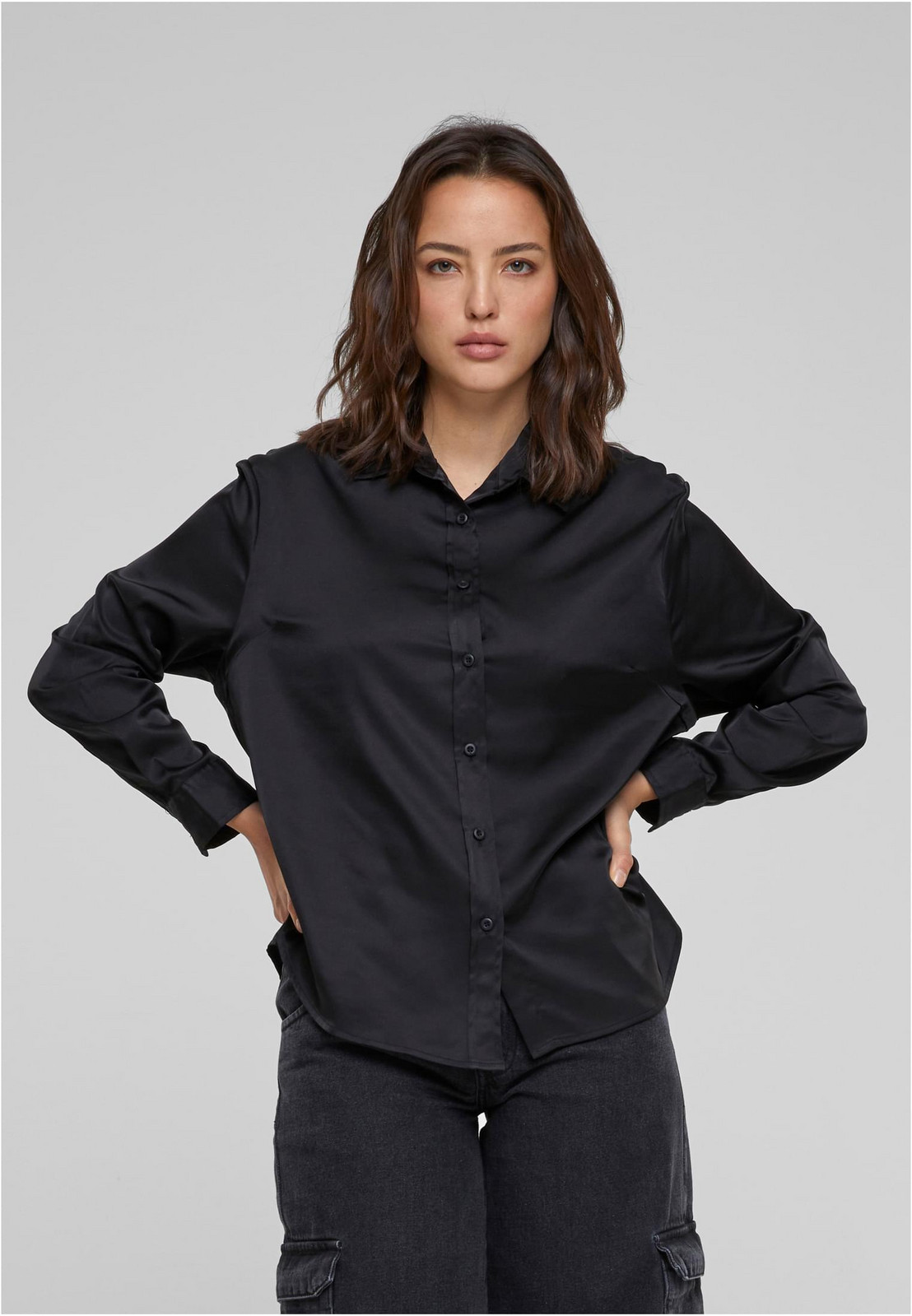 Women's satin shirt black
