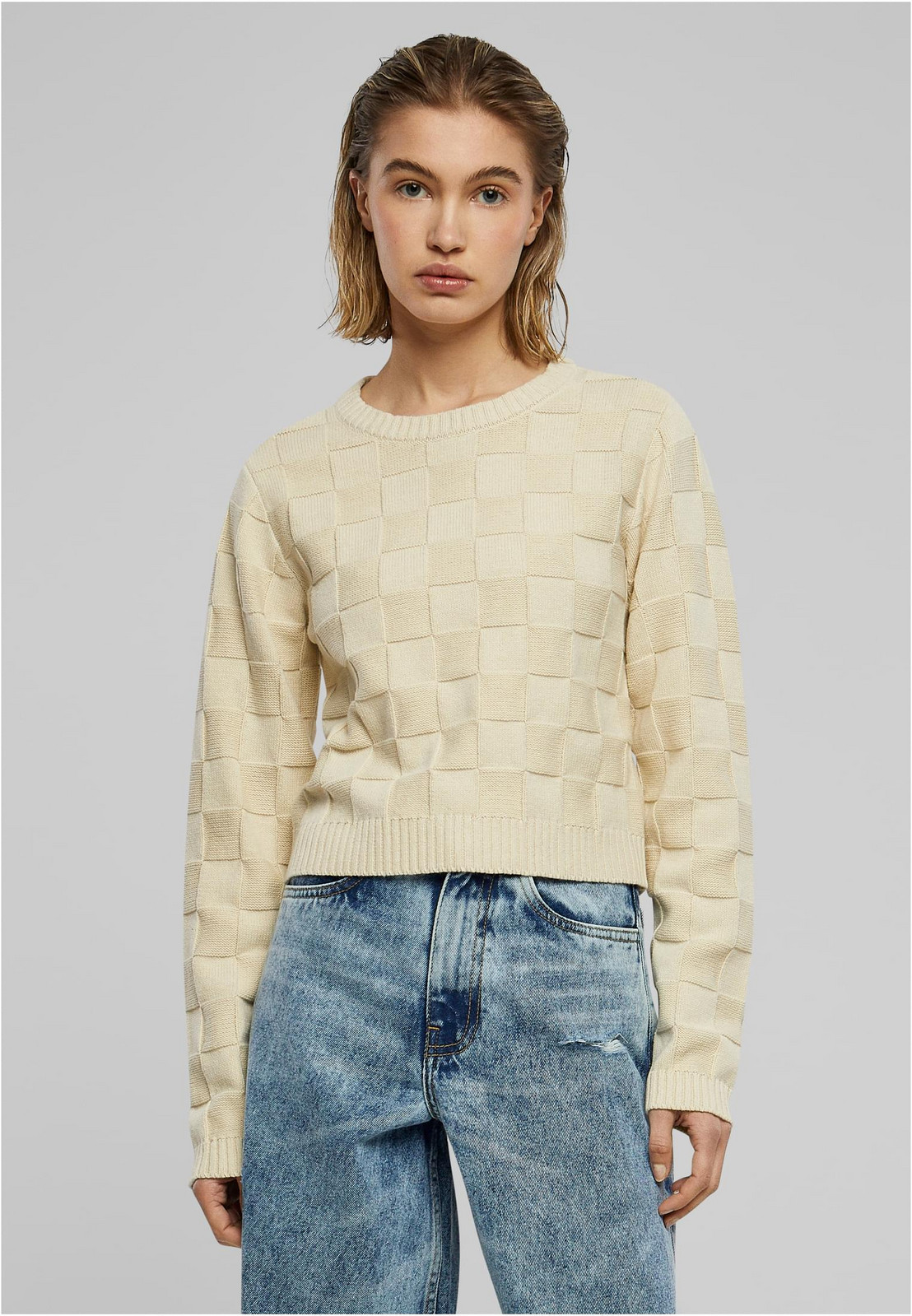 Women's sweater Check Knit sand