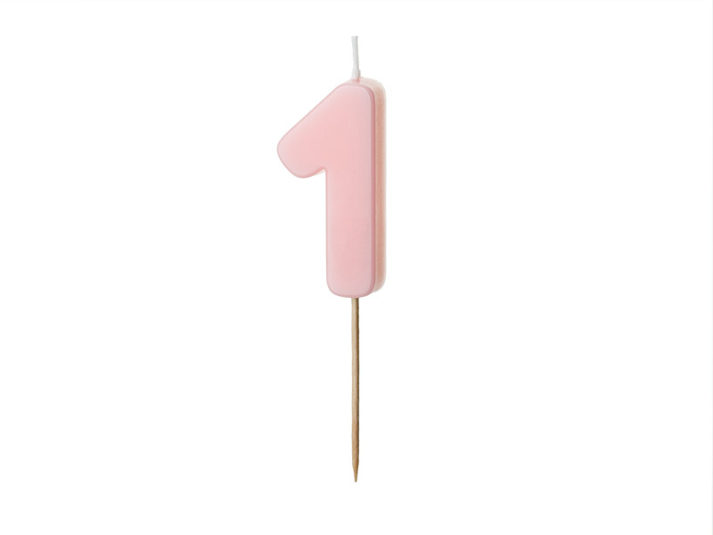 PartyDeco Narodeninová sviečka 1 svetlo ružová