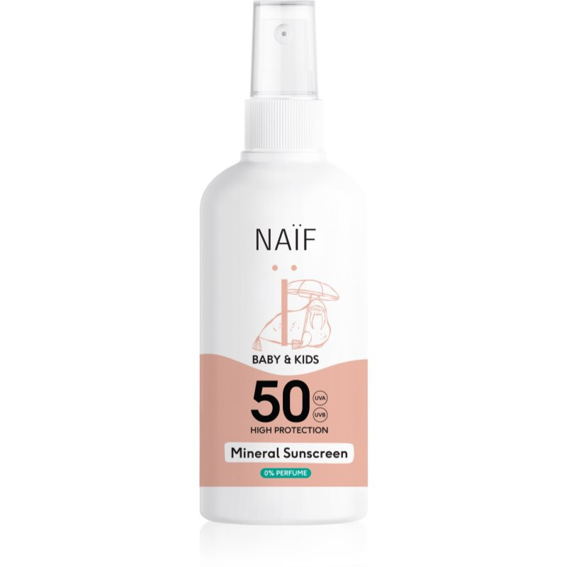 Naif Baby & Kids Mineral Sunscreen SPF 50 0 % Perfume ochranný sprej na opaľovanie 100 ml