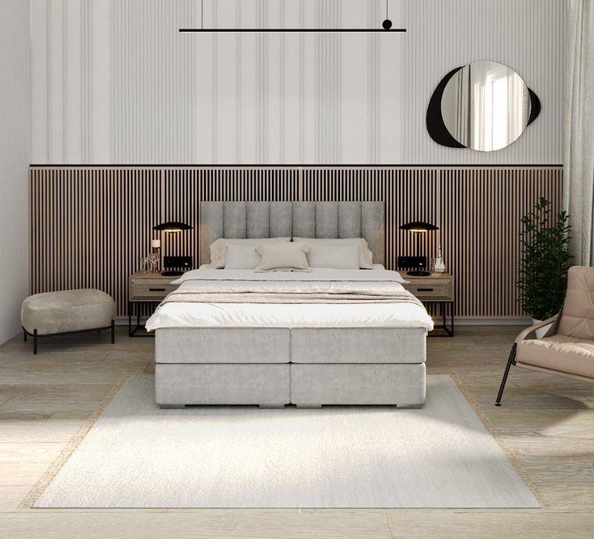 FDM Manželská posteľ LINCOLN Boxspring | sivá 160 x 200 cm