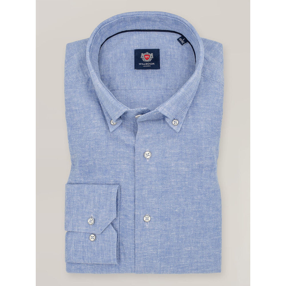Pánska klasická modrá košeľa s vysokým podielom ľanu 17477