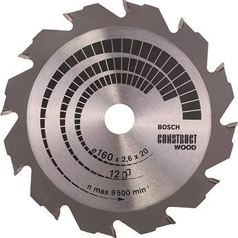 Bosch Pílový kotúč Construct Wood 160 × 20/16 × 2,6 mm; 12 2.608.640.630